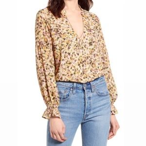 All In Favor Long Sleeve Floral Peasant Top